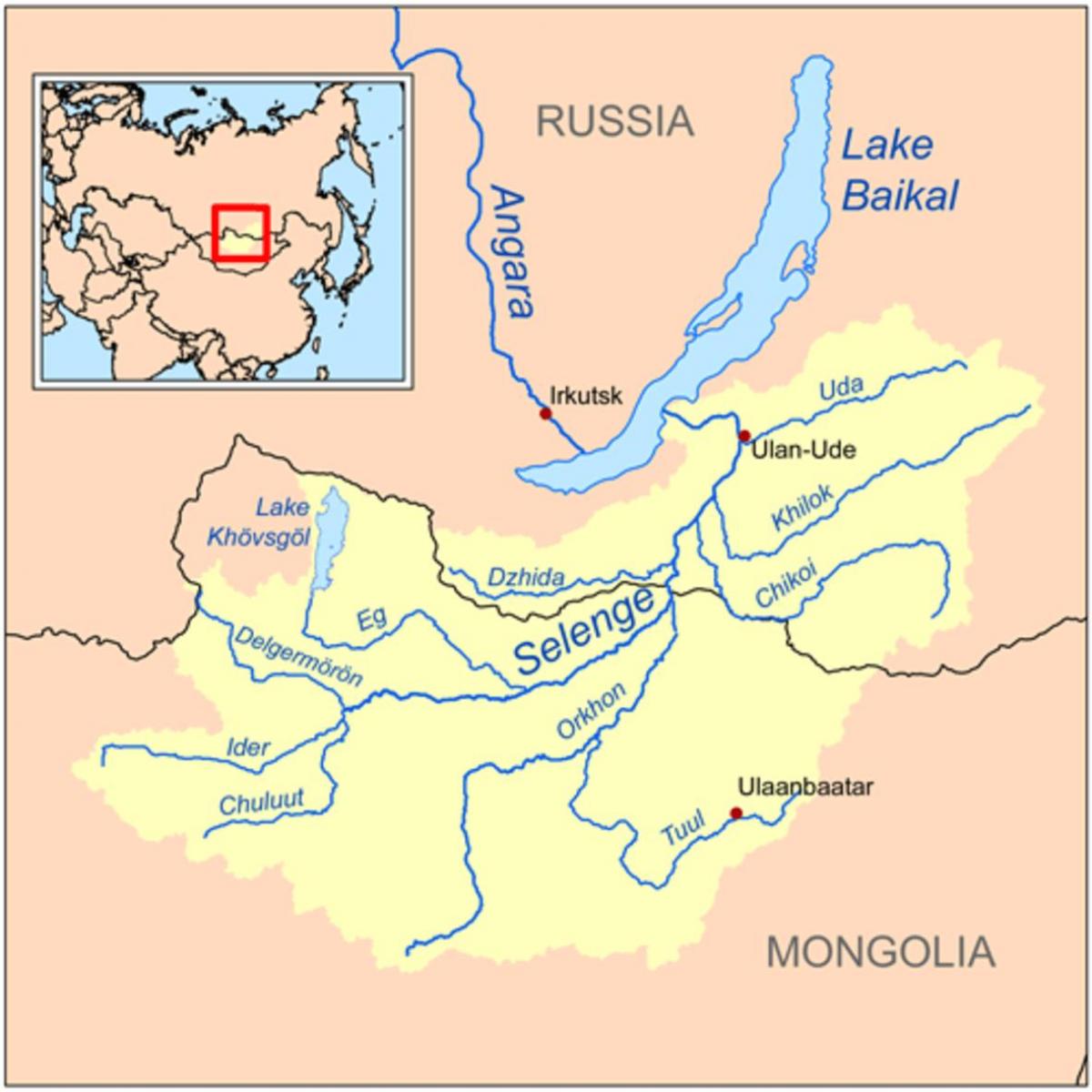 kort over Mongoliet-floden