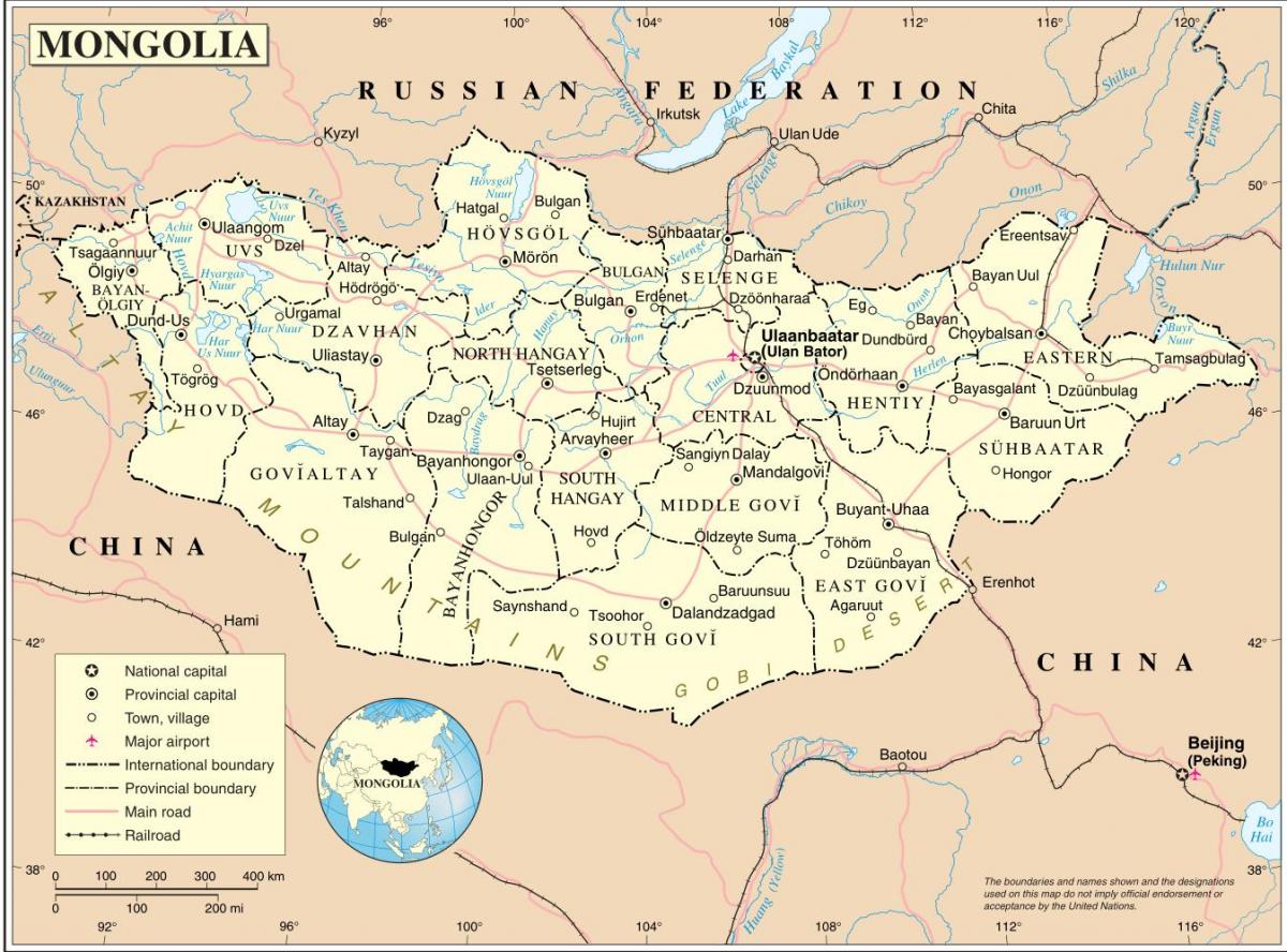 Mongoliet land kort