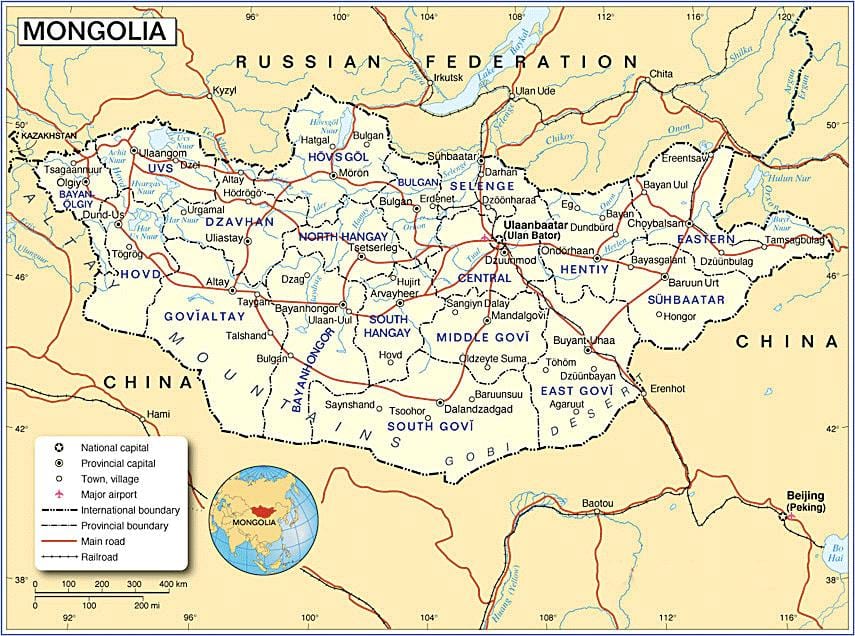 Mongoliet turist kort