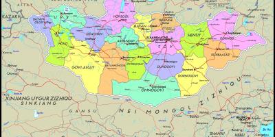 Fysisk kort af Mongoliet